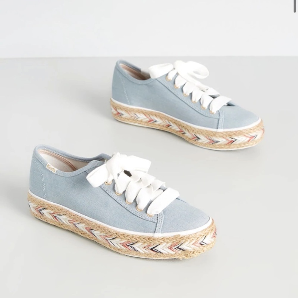 NWT Keds for ModCloth Triple Kick Jute Chambray Espadrille Sneakers